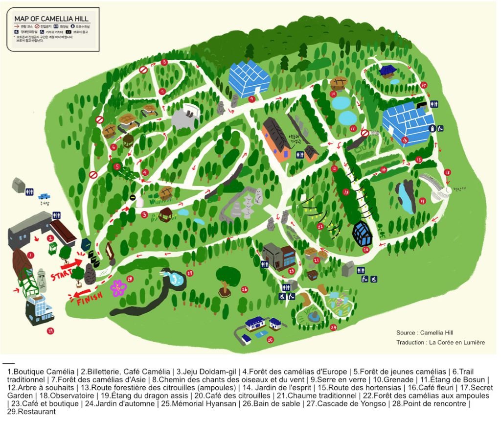 Plan en français de Camellia Hill à Jeju