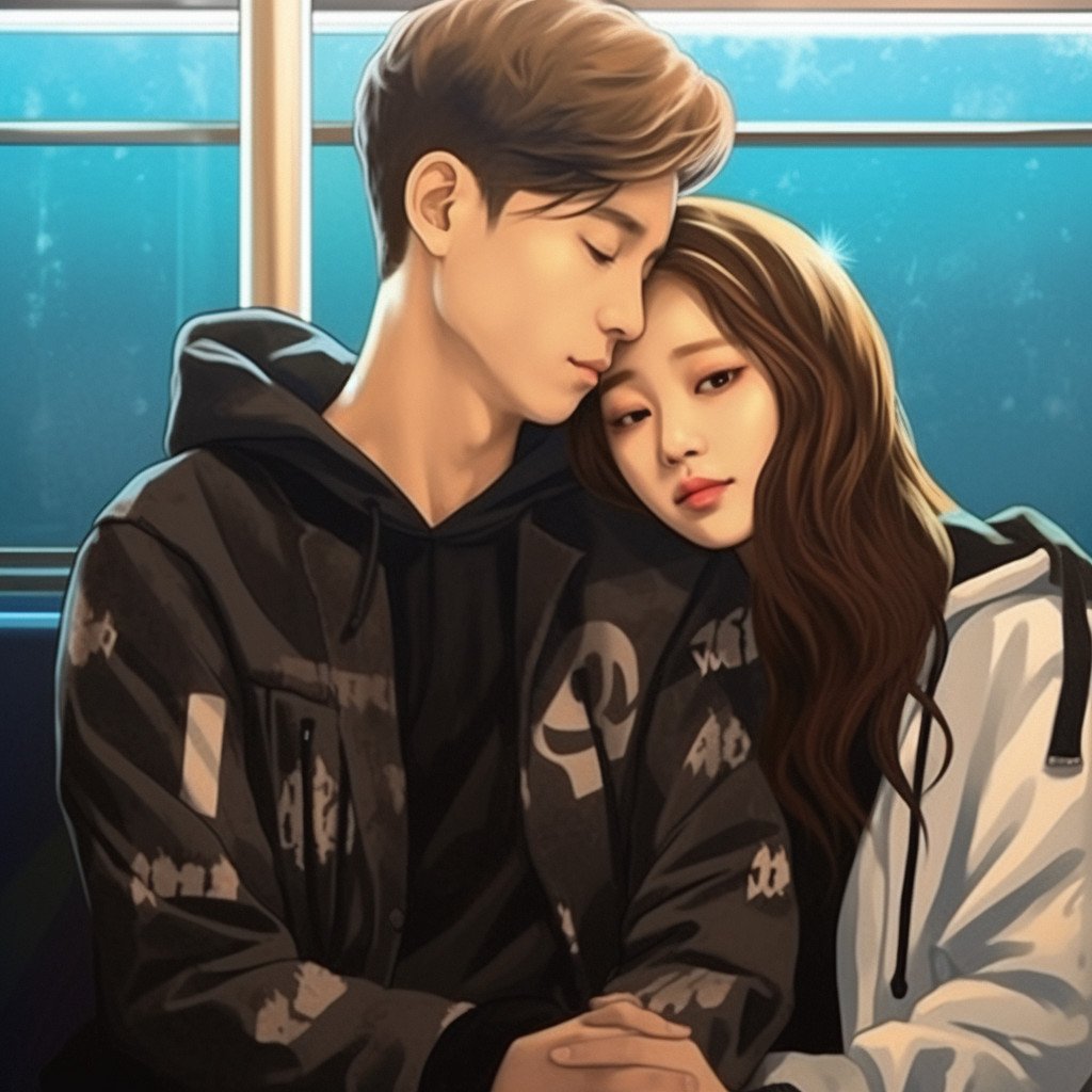 amoureux coréens dans le métro