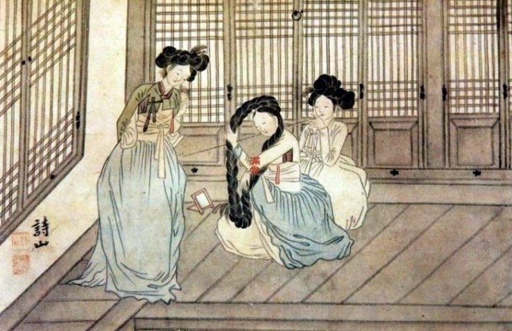 Peinture de gisaeng réalisée par Yu Un-hong (1797-1859).
