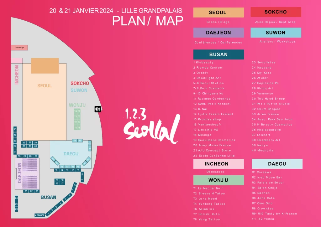 Plan du festival 123 Seollal 2024 à Lille Grand Palais