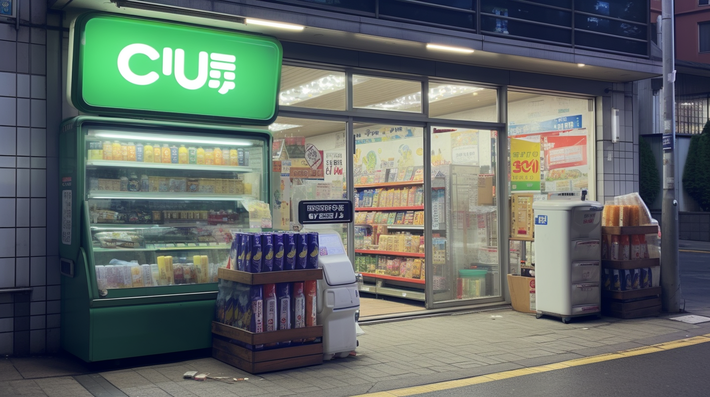 Illustration d'un convenience store (편의점) en Corée du Sud.