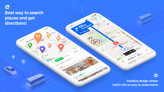 Illustration de l'application Naver Map dans Google Play.