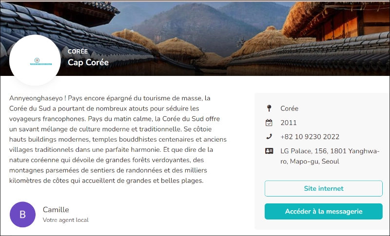 Capture d'écran du site Cap Corée