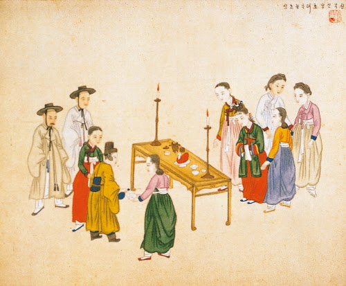 Cérémonie de mariage peinte au 19e siècle par Kim Jun-geun (Kisan 기산 箕山).