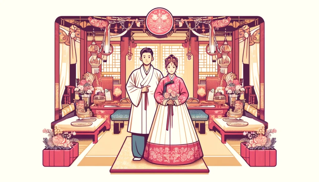 Illustration libre d'un mariage coréen traditionnel