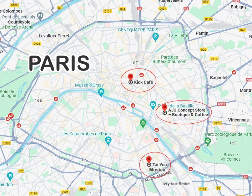 Les magasins kpop de Paris sur une carte.