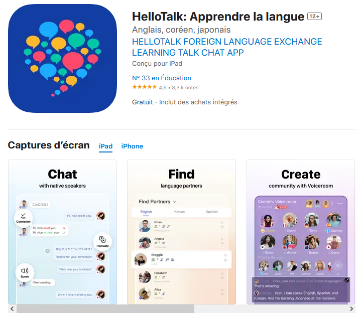 Apprendre la langue coréenne avec HelloTalk.