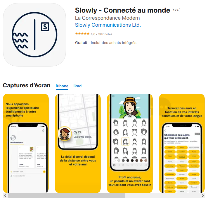 Retrouvez la correspondance épistolaire et romantique avec Slowly.