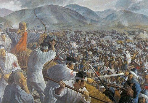 Peinture illustrant une lutte des rebelles de Sambyeolcho contre les Yuan et Goryeo.